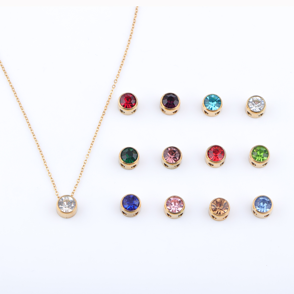 Birth Flower Necklace - Collares con colgante de 12 piedras