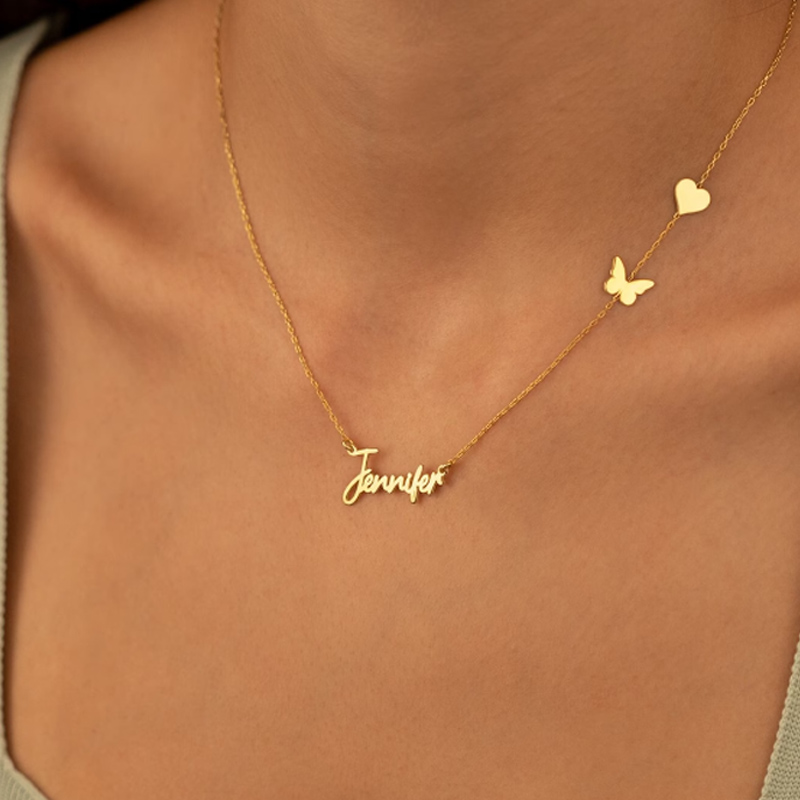 Birth Flower Necklace - Collares personalizados con forma de corazón